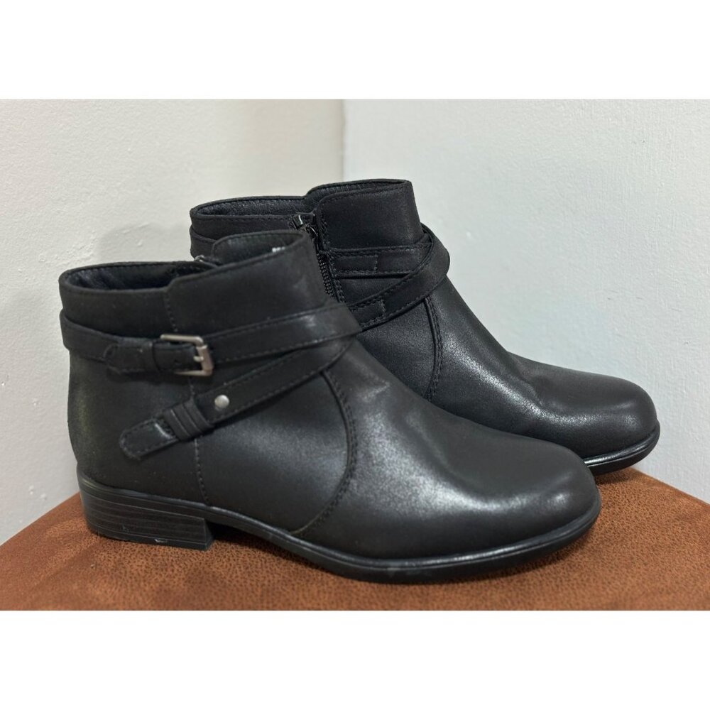 YUU BECCA WOMENS ANKLE BOOTS SIZE 6M LOW BOOTIE SIDE ZIP BLACK CASUAL